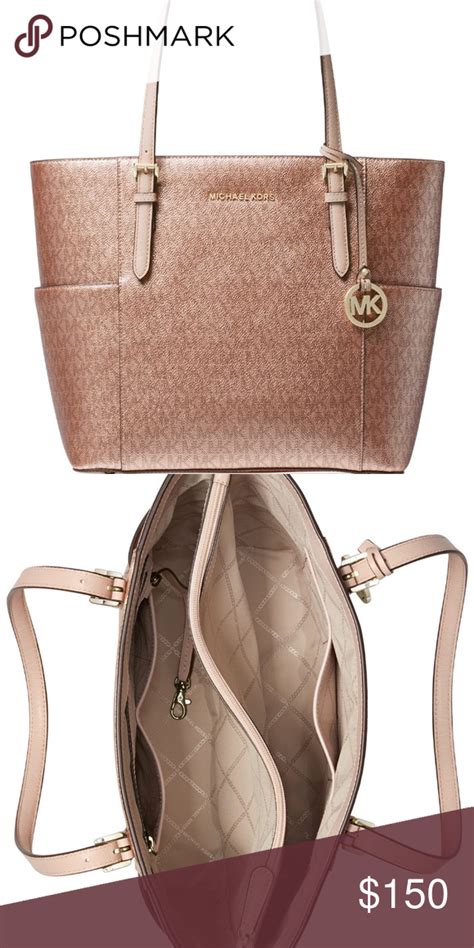 michael kors clutch rose gold|Michael Kors large gold tote.